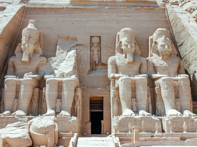 The Abu Simbel Temple with colossal statues of Pharaoh Ramses II, Egypt