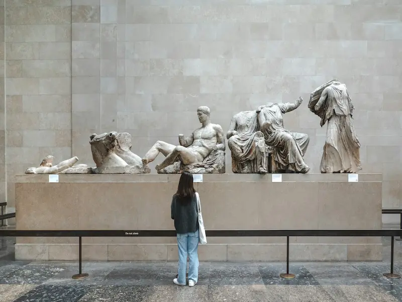 Greek statues displayed at the British Museum
