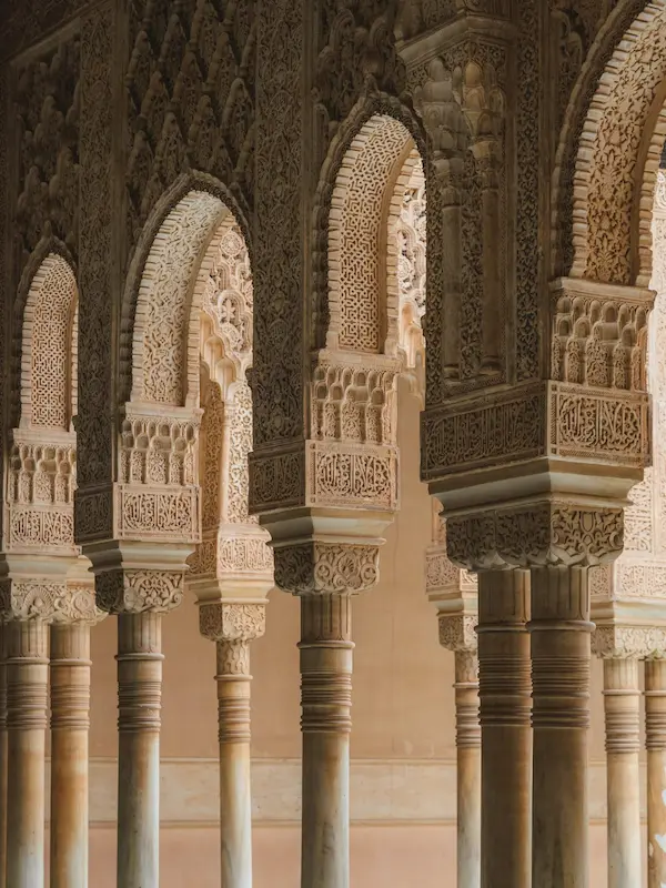 courts of lions in alhambra spain