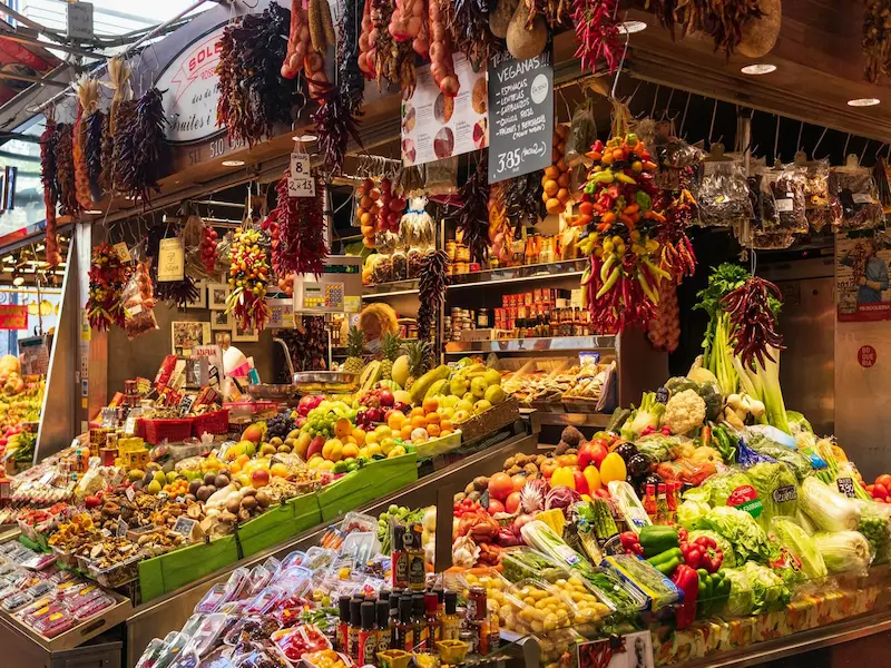 fruit and vegetables shop at la rambla