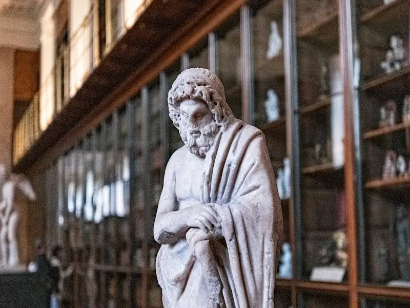ancient marble statue inside museum