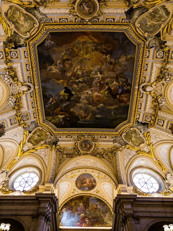 Paintings on the ceilings inside royal palace of madrid
