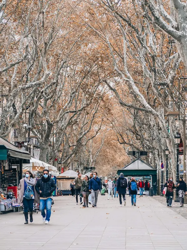 people walking in la rambla street