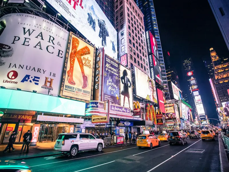 night scene in Times Square New York