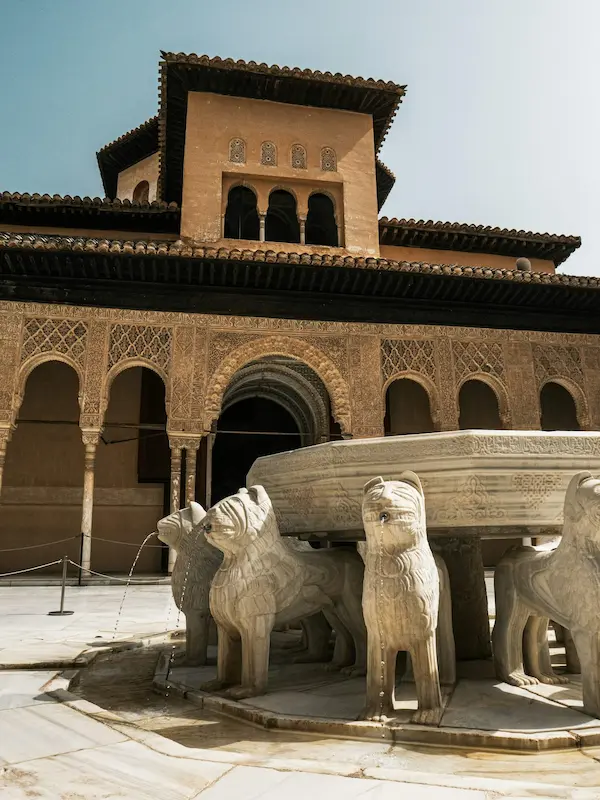 white ceramic animal statues in alhambra spain